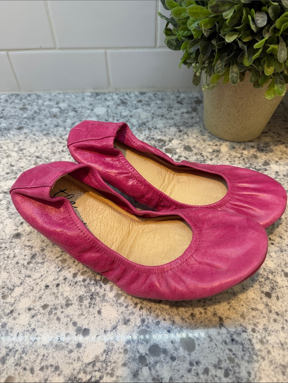 The Storehouse Flat Women’s Pink Leather Ballet Flats size 7 foldable